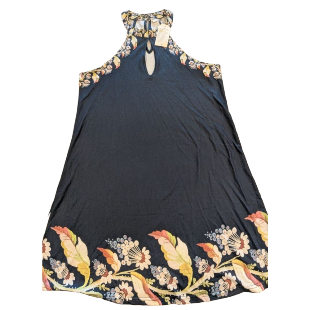 Women's Unbranded Black Floral Halter Neck Aline Dress M